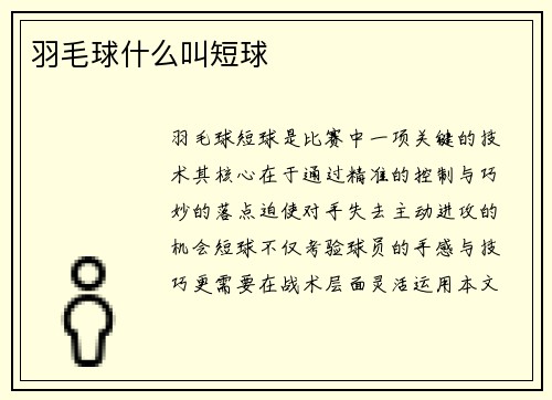 羽毛球什么叫短球